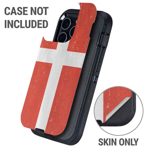 Denmark Flag Distressed Otterbox Defender iPhone Skin